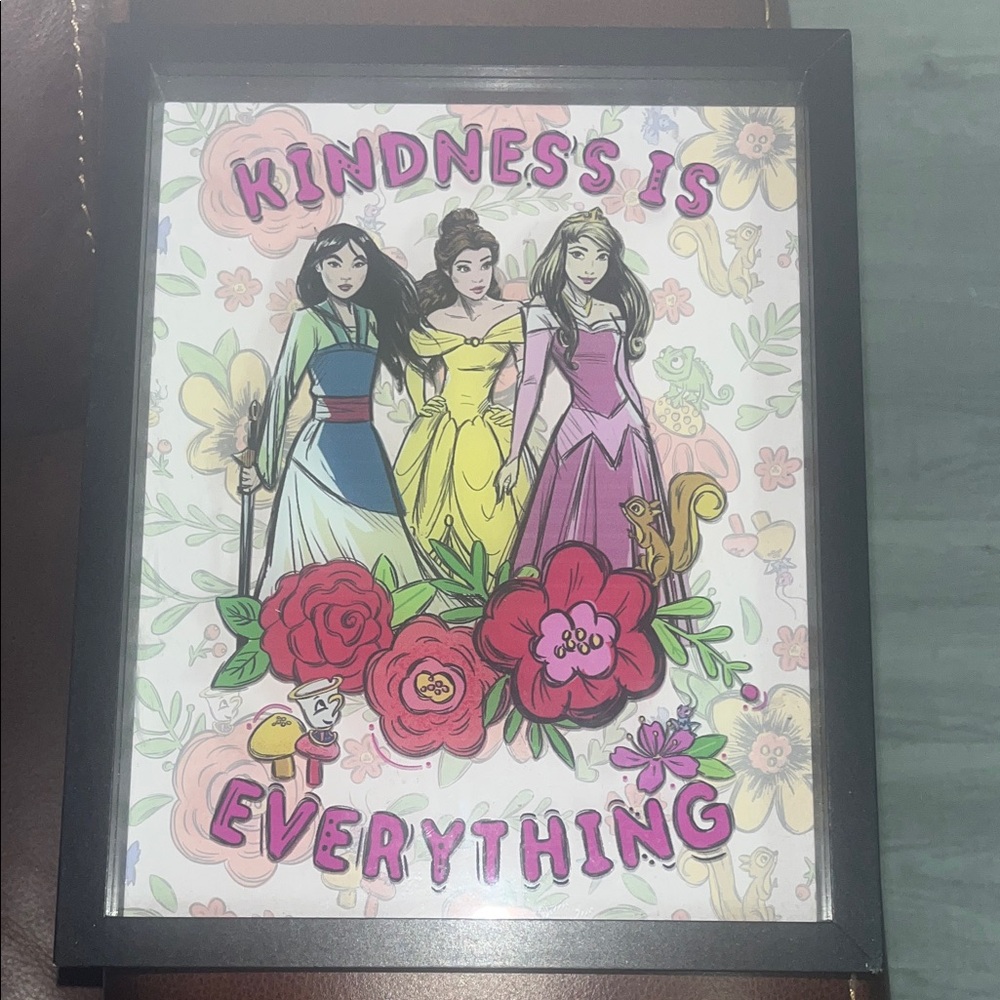 Framed 'Kindness is Everything' Art with Disney Princesses 💐🩷